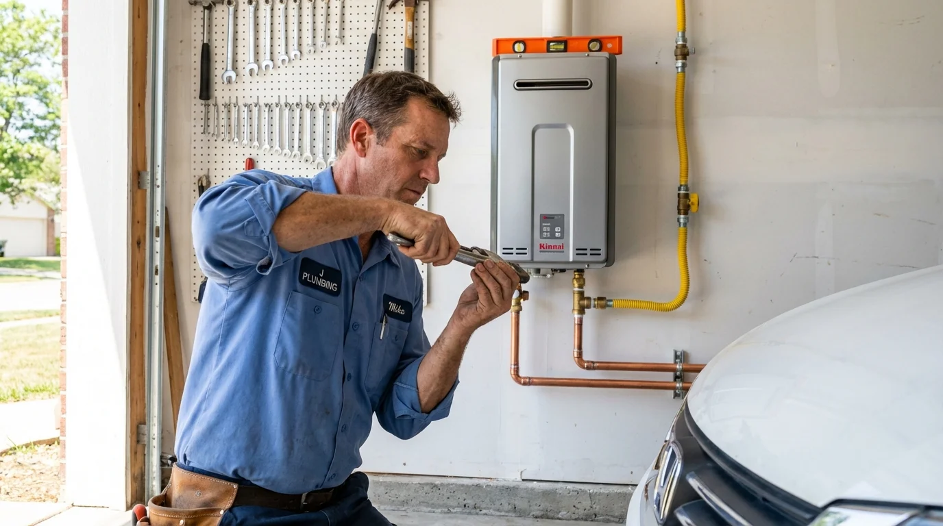 Tankless water heater installation by a Johns Plumbing LLC plumber in Stow